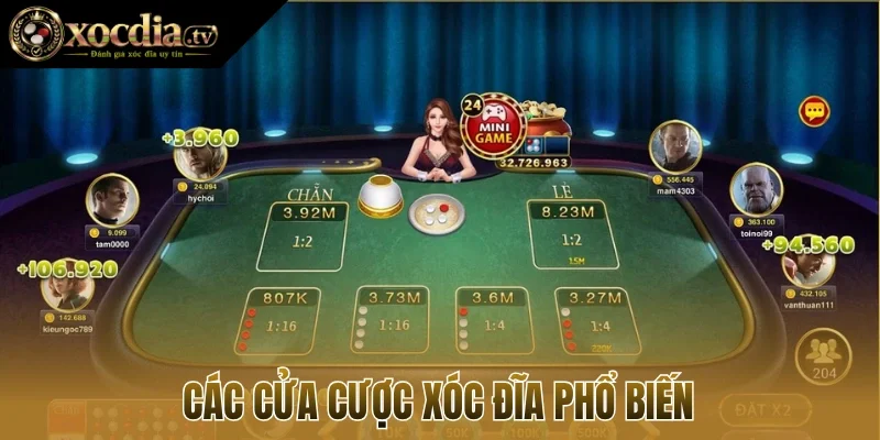 Các cửa cược xóc đĩa phổ biến