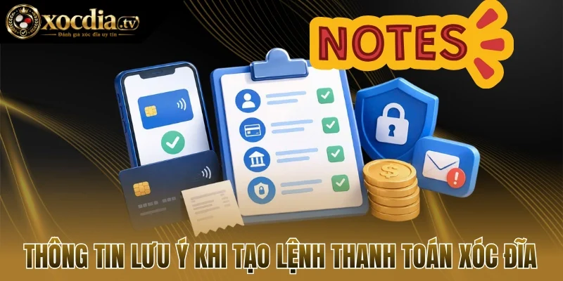 Thông tin lưu ý khi tạo lệnh thanh toán xóc đĩa